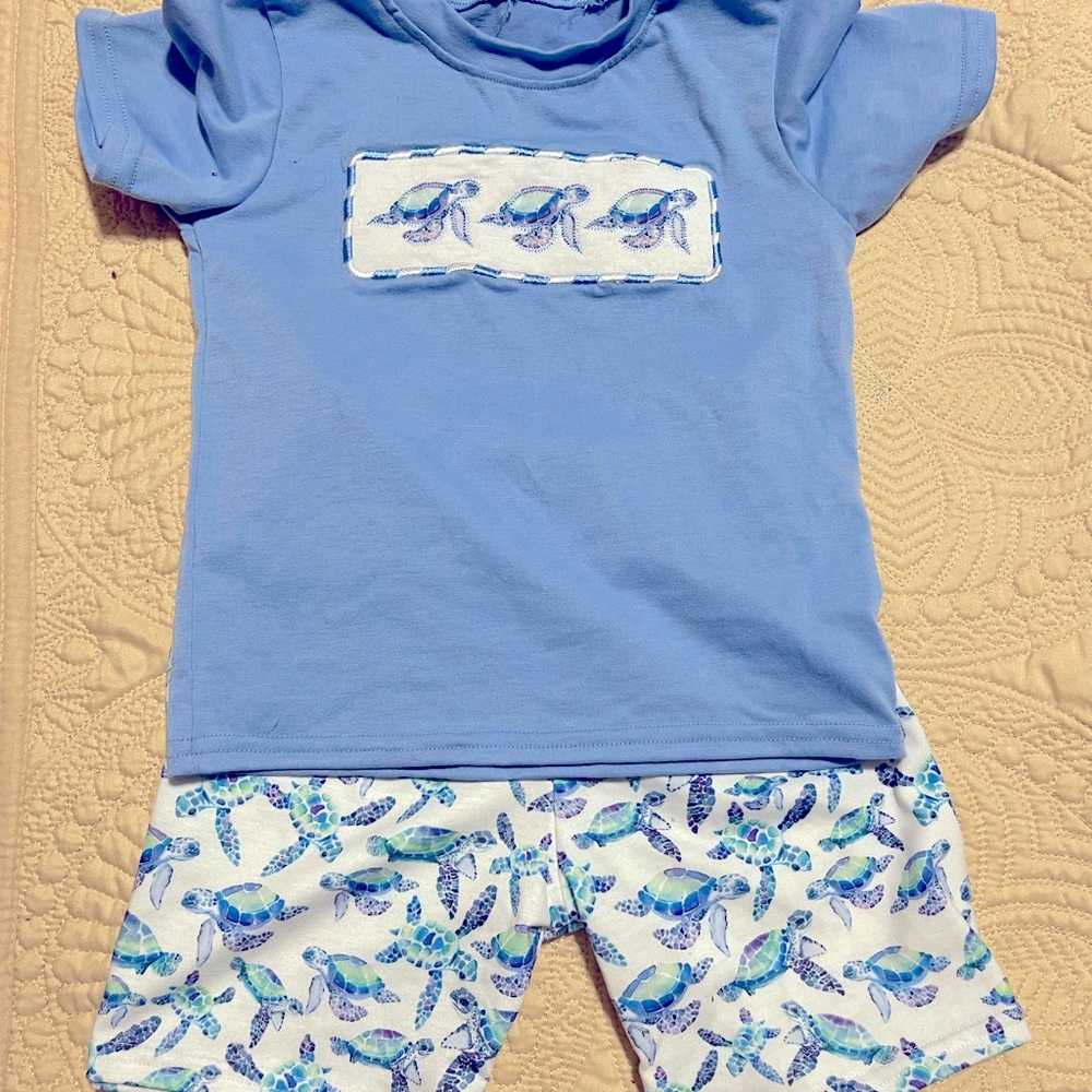 Four Preppy Turtles Smock 3T